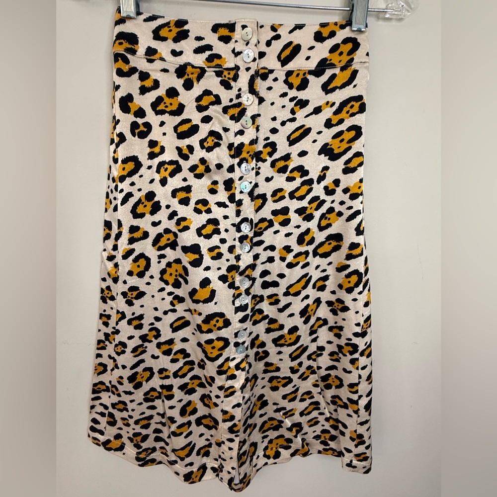 Shyanne country western leopard print midi skirt SZ XS